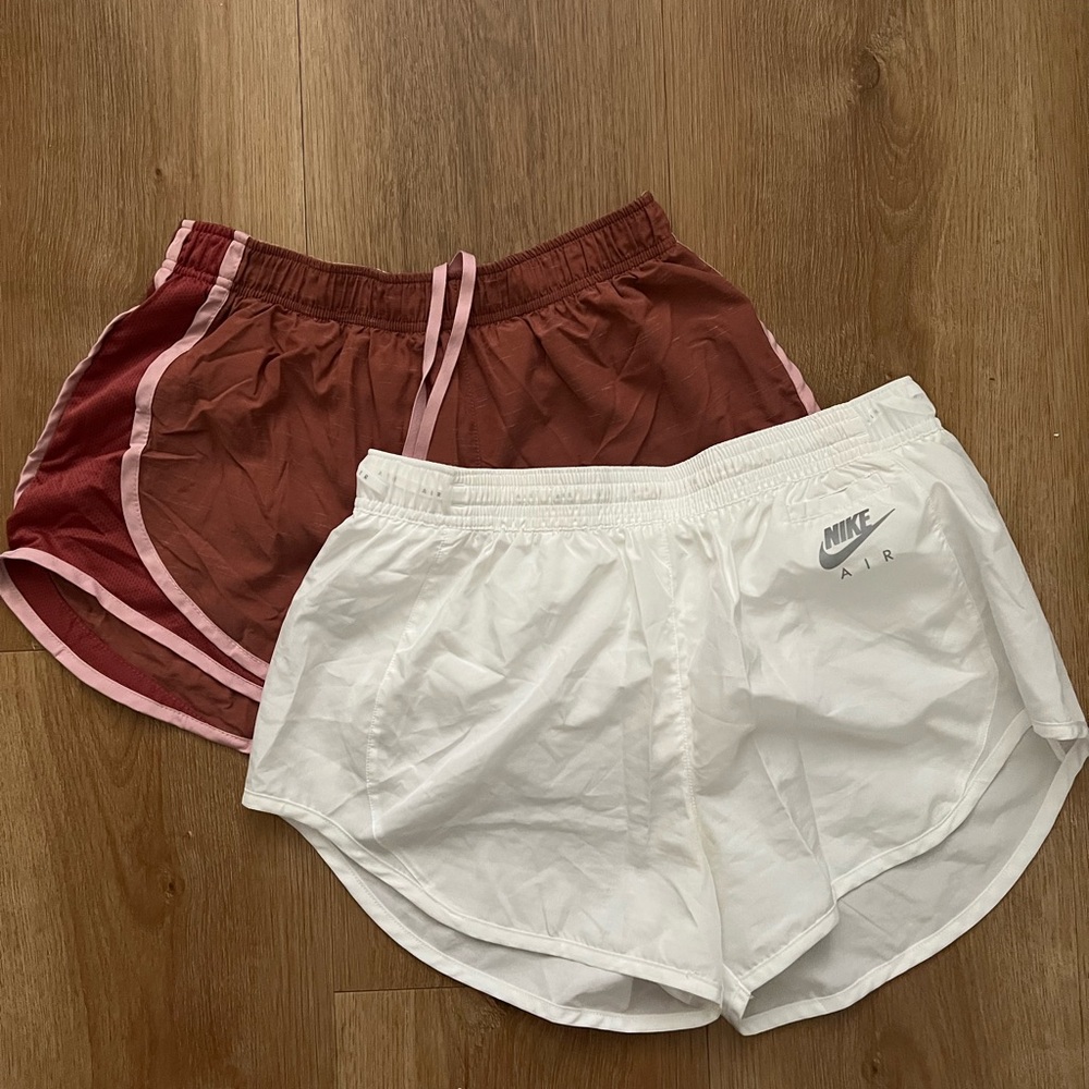 Nike Women's White and Brown Athletic Shorts
